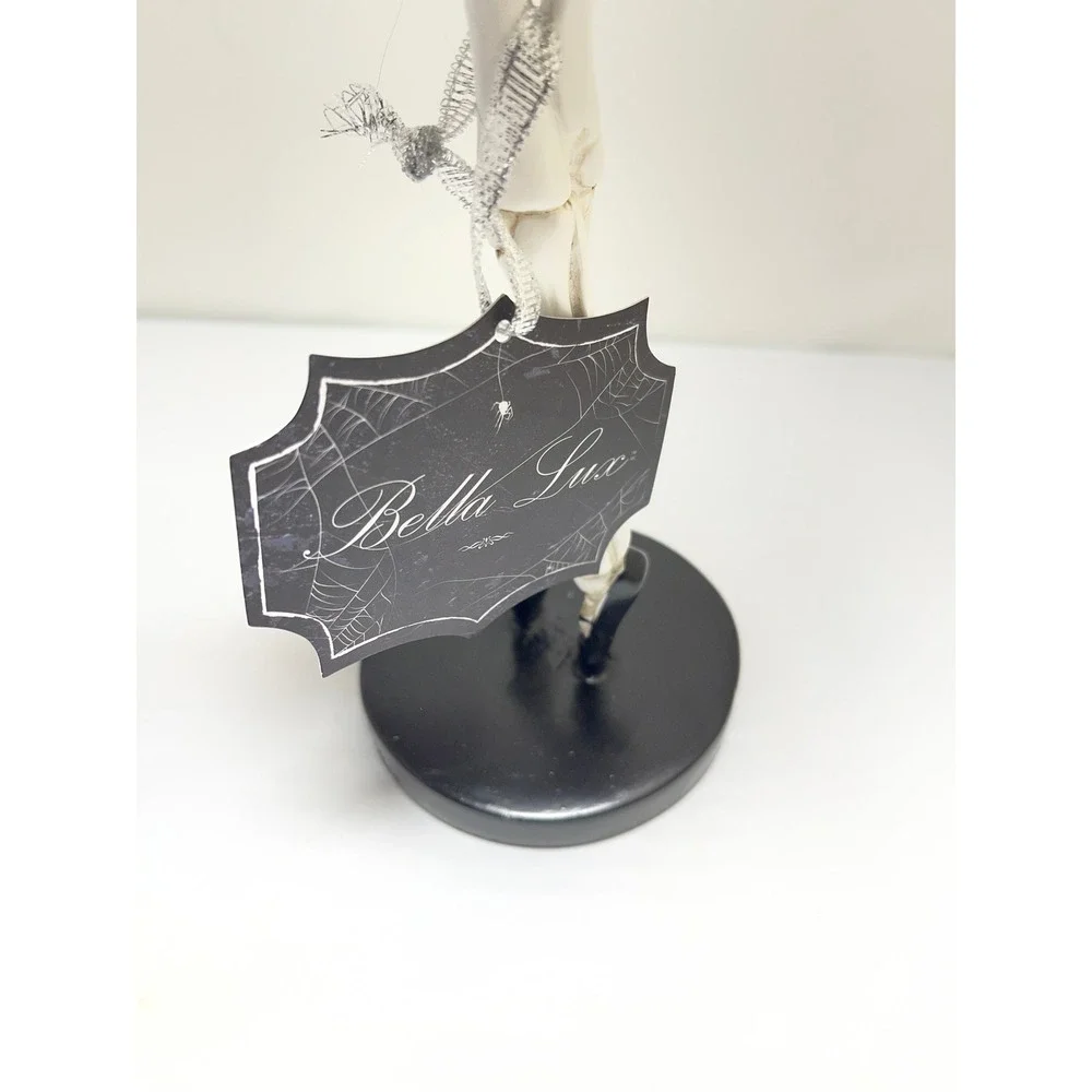 Bella Lux Skeleton Ballerina Halloween Decor Black Feather Tutu Gothic Figurine